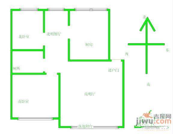 佳华苑2室1厅1卫94㎡户型图