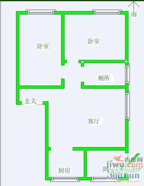 佳华苑2室1厅1卫94㎡户型图