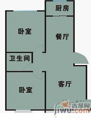 沐叶花园2室2厅1卫100㎡户型图