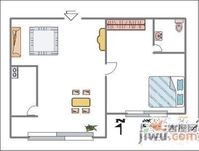 沐叶花园2室2厅1卫100㎡户型图