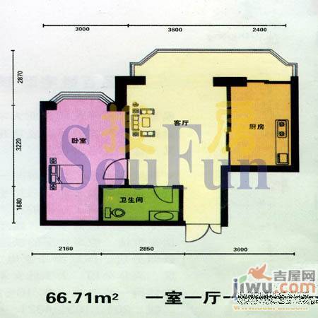 景星家园2室1厅1卫87.8㎡户型图