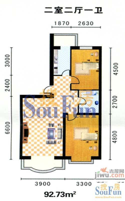 鸿雁家园3室2厅2卫120.7㎡户型图