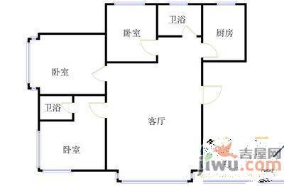 东环国际3室2厅2卫127㎡户型图