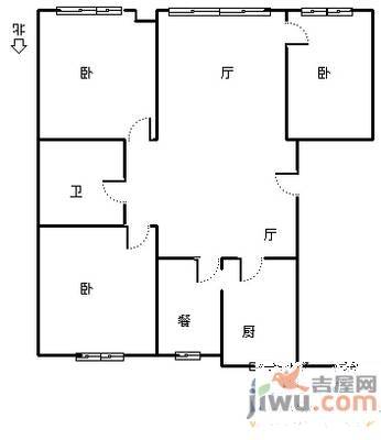 新伟庭院2室2厅1卫101㎡户型图