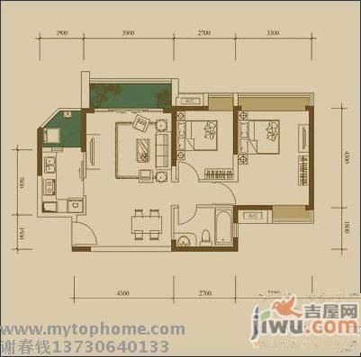 建大一小区2室1厅1卫83㎡户型图