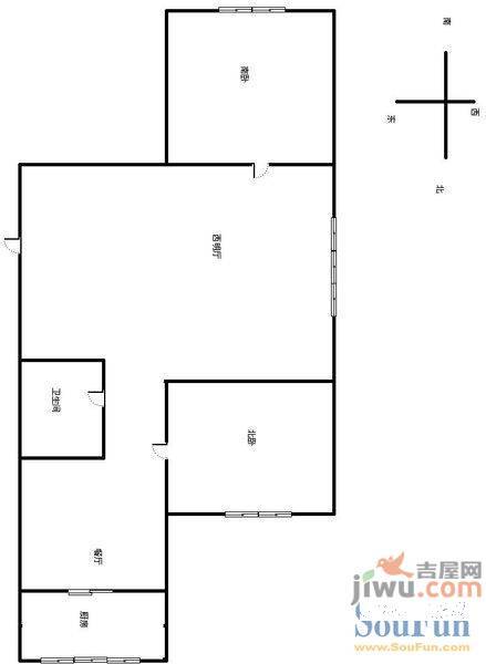 建大一小区2室1厅1卫83㎡户型图