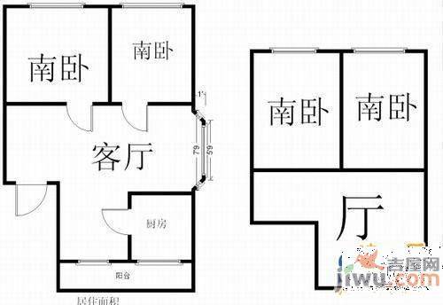 黎明西部风情2室1厅1卫126㎡户型图