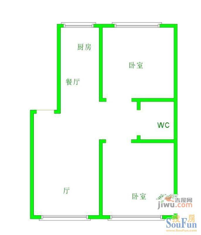 黎明西部风情2室1厅1卫126㎡户型图