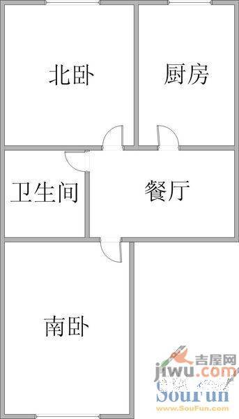 顺星北苑2室1厅1卫66㎡户型图