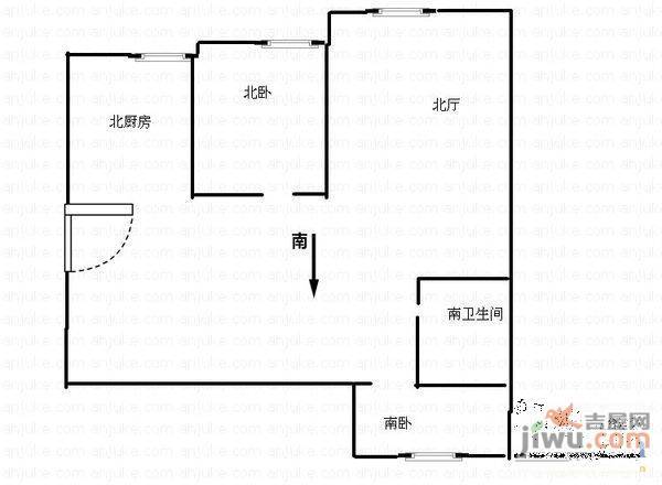 顺星北苑2室1厅1卫66㎡户型图