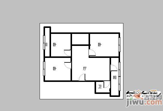 滑翔一小区2室1厅1卫90㎡户型图