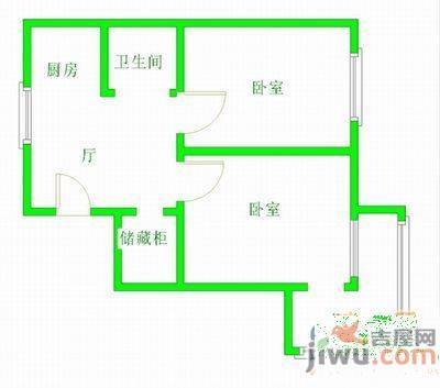 滑翔一小区2室1厅1卫90㎡户型图