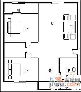 滑翔一小区2室1厅1卫90㎡户型图