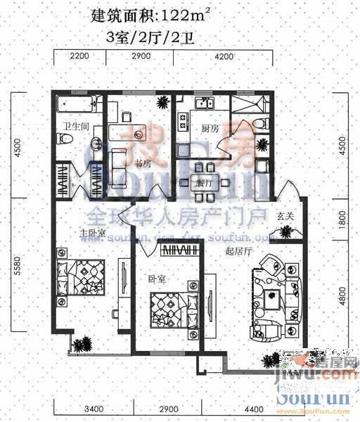 罗曼春天1室1厅1卫48㎡户型图