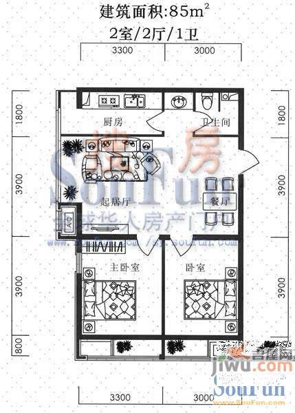 罗曼春天1室1厅1卫48㎡户型图