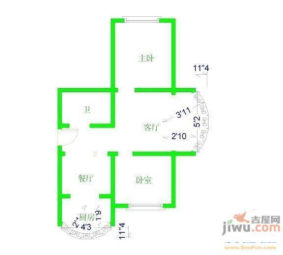 罗曼春天1室1厅1卫48㎡户型图