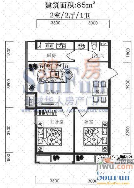 罗曼春天1室1厅1卫48㎡户型图