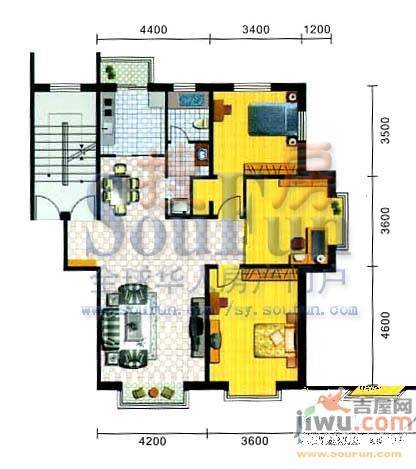 民安康城2室2厅1卫户型图