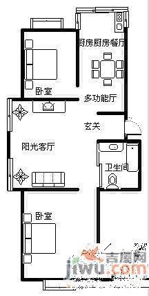 秀水靓园2室2厅1卫82㎡户型图