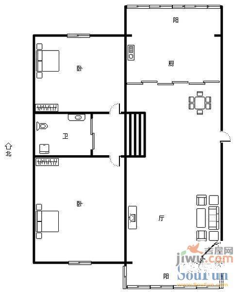 艳粉四期2室2厅1卫127㎡户型图