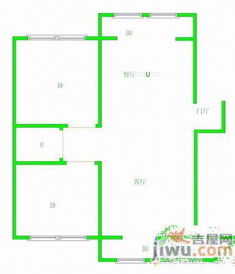 艳粉四期2室2厅1卫127㎡户型图