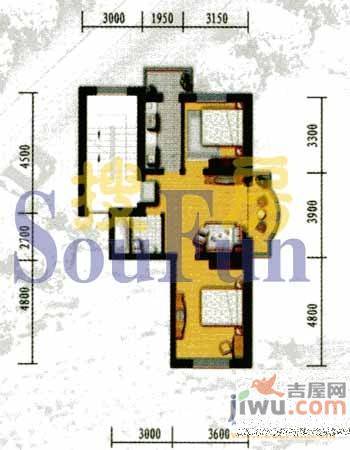 云峰嘉园2室2厅1卫106.1㎡户型图