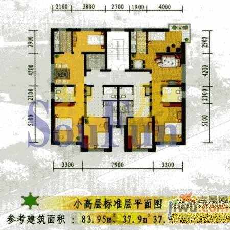 云峰嘉园2室2厅1卫106.1㎡户型图