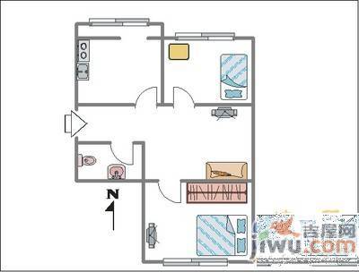 志诚里社区2室1厅1卫55㎡户型图