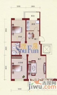 化院小区2室2厅1卫105㎡户型图