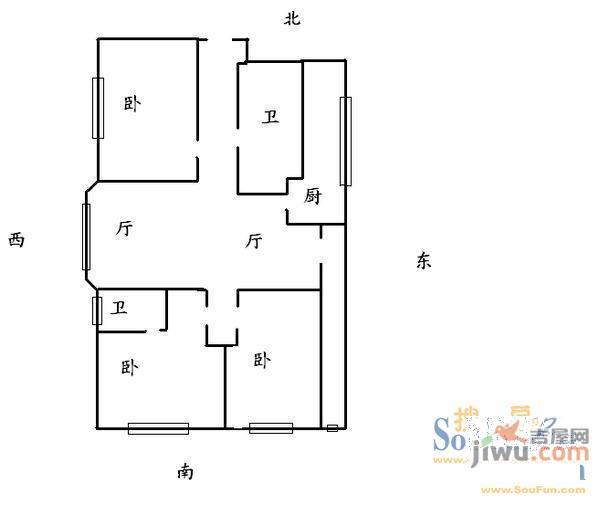 维士伊丽雅特湾2期2室1厅1卫户型图