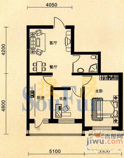 明城花园2室2厅1卫118.7㎡户型图