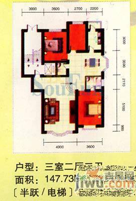 皇城东苑2室2厅1卫99.4㎡户型图