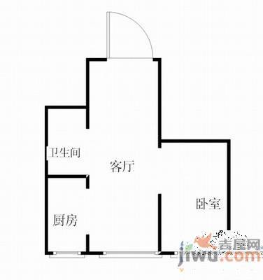 世海铭尊1室1厅1卫55㎡户型图