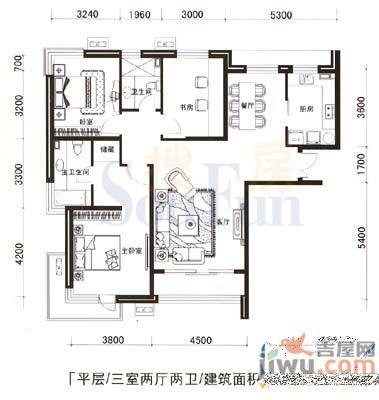 万科金色家园3室2厅2卫150㎡户型图