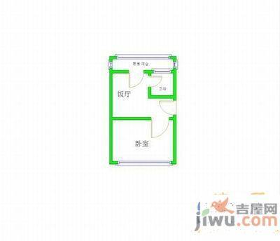 魁星小区1室1厅1卫42㎡户型图