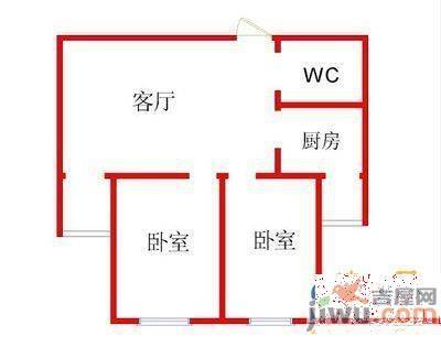 水调歌城三期2室2厅1卫82㎡户型图