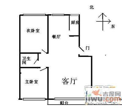 水调歌城三期2室2厅1卫82㎡户型图