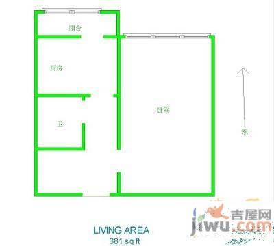 南九社区1室1厅1卫33㎡户型图