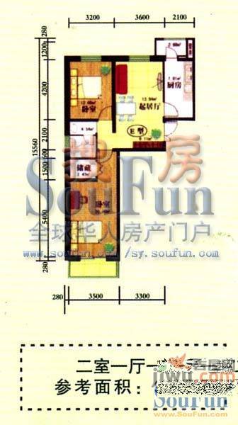 航萃园二期2室1厅1卫108㎡户型图