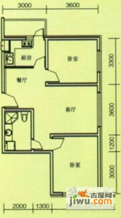 奥玛丽都2室2厅1卫80.9㎡户型图