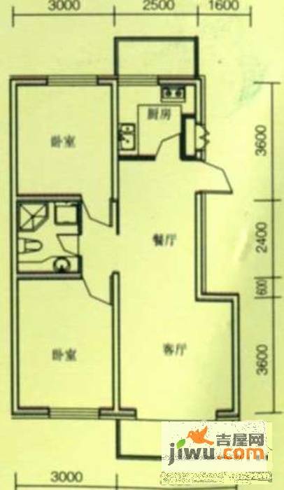 奥玛丽都2室2厅1卫80.9㎡户型图