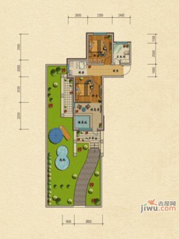 圣菲拉小镇2室1厅1卫户型图