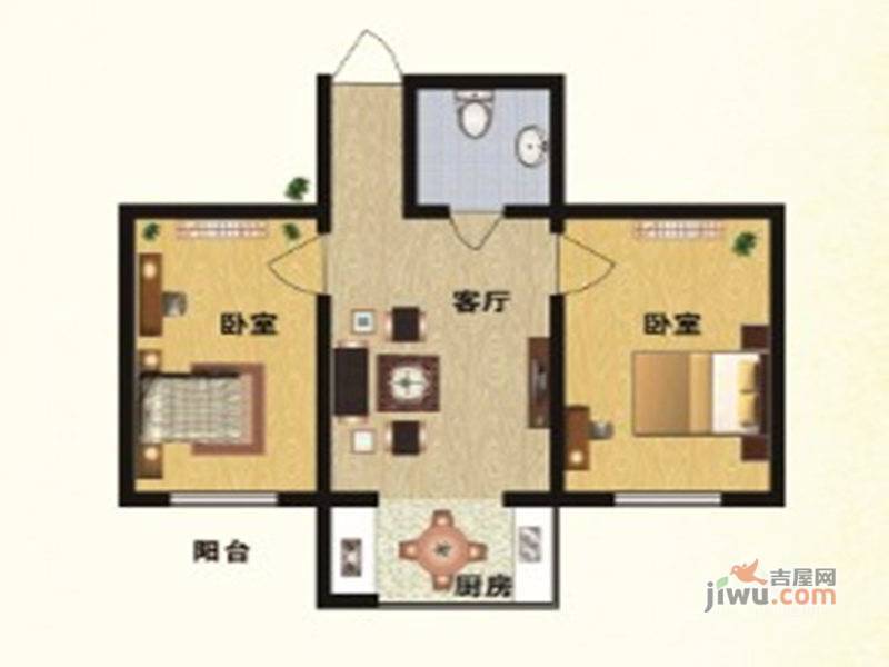 亿迈合家园2室2厅1卫63.8㎡户型图