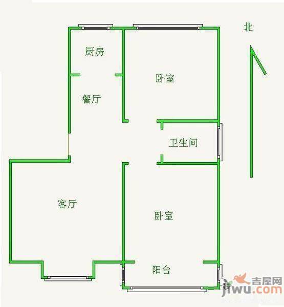 第一城2室2厅1卫98㎡户型图