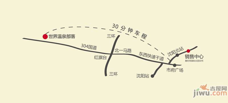 沈阳世界温泉部落（一期）美国郡位置交通图图片