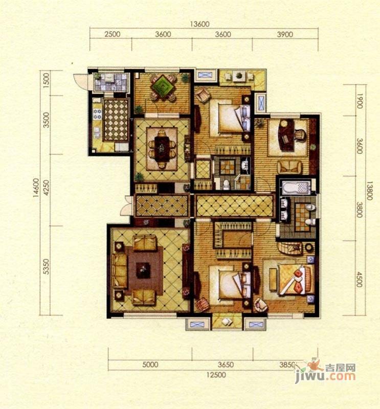 金地长青湾湾御4室2厅2卫197㎡户型图