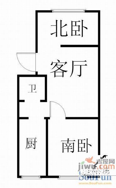 挪威森林1室1厅1卫45㎡户型图