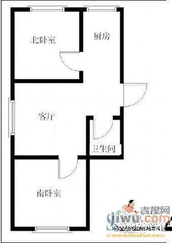 鑫丰馨园2室2厅1卫70.1㎡户型图