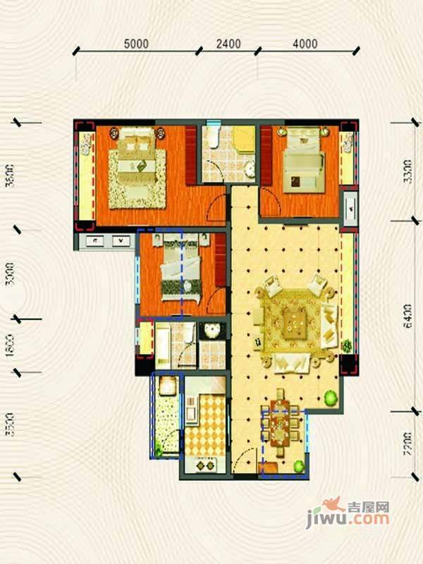 正天时代广场3室2厅2卫109㎡户型图