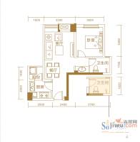 绿地之窗商铺1室2厅1卫56㎡户型图